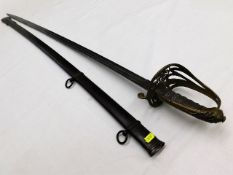 A British Victorian officers sword & scabbard appr