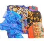 A quantity of silk scarves including Chanel