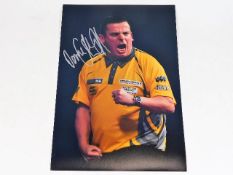 A hand signed Dave Chisnel pro darts player photog
