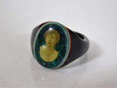 An early 20thC. prisoner made composite ring with