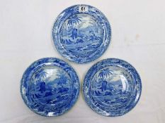 Three 19thC. blue & white transferware plates by S