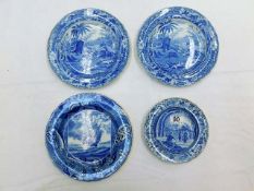 Four 19thC. blue & white transferware plates inclu