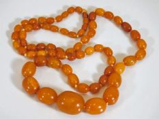 A Victorian set of amber beads approx. 53g