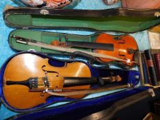 Two cased violins a/f