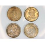 Four silver half crowns dated 1897, 1897, 1918 & 1