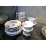 Eighteen pieces of Royal Albert Moss Rose tea ware
