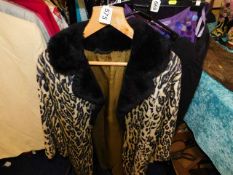 A ladies faux leopard skin coat & one other garmen