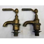 A pair of large Victorian brass taps approx 10.5in