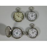Four ladies silver pocket watches