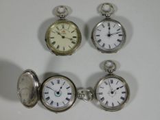 Four ladies silver pocket watches