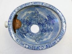 A Victorian blue & white transferware ceramic toil