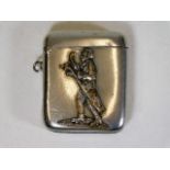 A silver plated Victorian golf vesta case