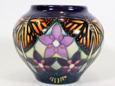 A Moorcroft pottery Monarch butterfly vase by Emma Bossons approx. 4.375in of floral & butterfly des