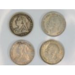 Four half crowns dated 1894, 1900, 1925 & 1915