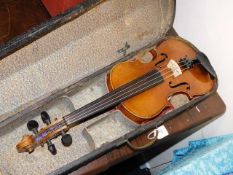 An early 20thC. violin with case