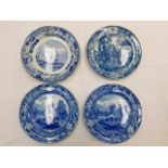 Four 19thC. blue & white transferware plates inclu