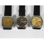 Three retro Seiko wrist watches