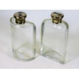 A pair of antique silver topped Brandy & Whisky de