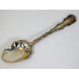 A decorative silver spoon