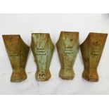 Four art deco cast iron bath feet 7.875in high