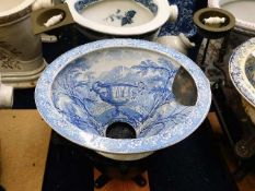 A Victorian blue & white transferware ceramic toil