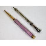 A Sampson Mordan silver & enamel pencil, some faul