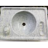 A blue & white Victorian sink with marble effect