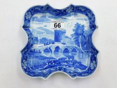 A Spode 19thC. blue & white transferware dish feat
