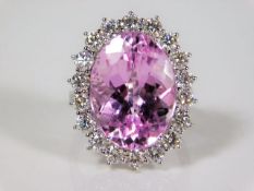 A large 18ct white gold ring set with kunzite ston