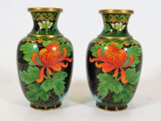 A 20thC. pair of cloisonne vases
