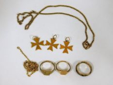 A quantity of mixed 9ct gold items, some a/f 19.1g