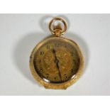 A small 9ct gold ladies pocket watch