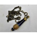 A Doulton stoneware brass chain pull