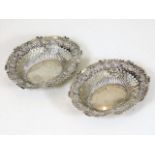 A pair of silver bonbon dishes