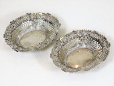 A pair of silver bonbon dishes