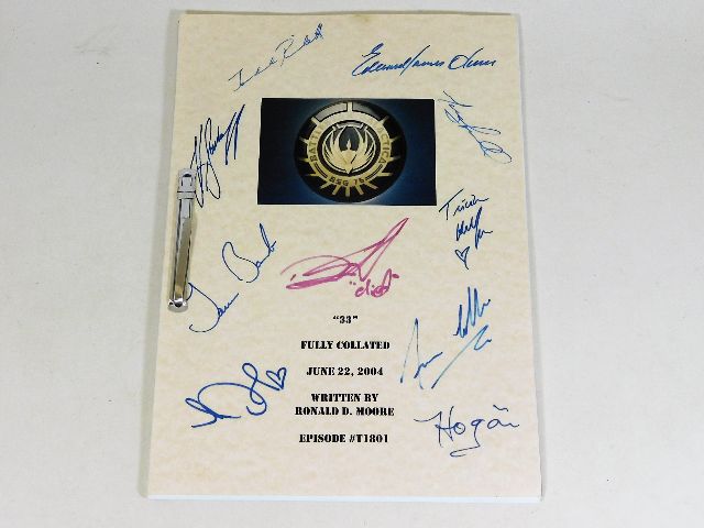 A Battlestar Galactica script with facsimile signa