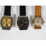 Two retro Seiko wrist watches & one vintage Delban