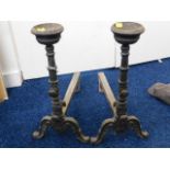 A pair of 19thC. iron firedogs, approx. 18.75in hi