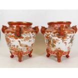 A pair of 19thC. Japanese Kutani footed urns with