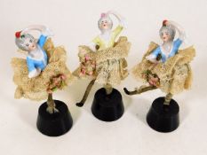 Three German half doll dancers