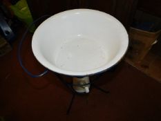 A mounted enamel wash stand & one other