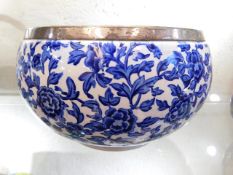 A large Royal Crown Derby blue & white salad bowl