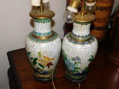 A pair of cloisonne lamp bases