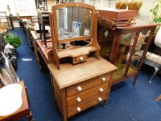 A c.1900 stripped pine dressing table & mirror