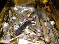 A quantity of mostly 19thC. silver plated flatware