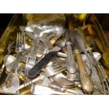 A quantity of mostly 19thC. silver plated flatware