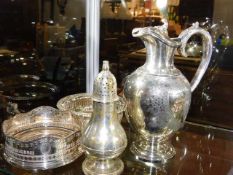 A silver plated sifter & other items