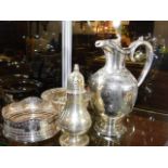 A silver plated sifter & other items