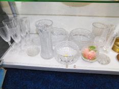 A selection of mixed glasswares including cut glas