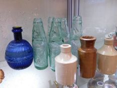 A blue fire extinguisher bomb & other vintage glas
